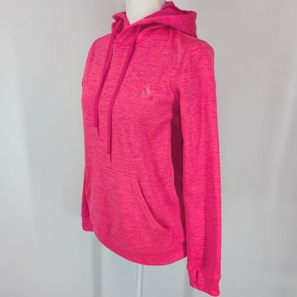 Adidas Women Bright Neon Pink Climawarm Drawstring Hoodie Sweater Sweatshirt XS - Picture 3 of 11
